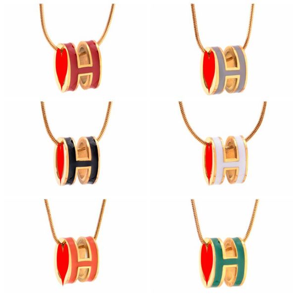 

luxury brand h pendant stainless steel necklace snake chain jewelry for women gift, Silver