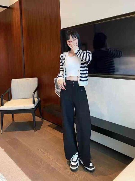

women's sweaters autumn and winter temperament cashmere wide leg pants leisure knitted women 3acx, White;black