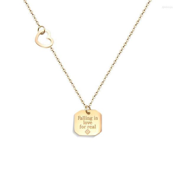 Romantische Brief Verlieben Herz Anhänger Für Frauen Luxus Designs Gold Farbe Edelstahl Kette Halskette 2022 Schmuck Halsketten