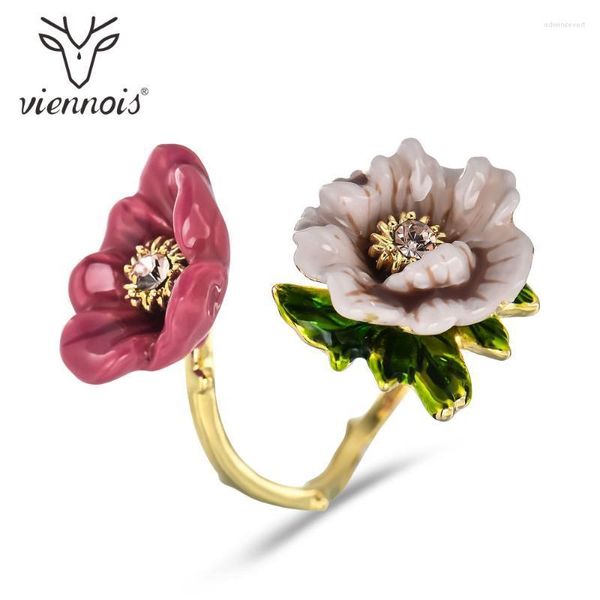 Ringos de cluster Viennois Gold Color Flor para mulher Spiral Rhinestone Party Ring Edwi22