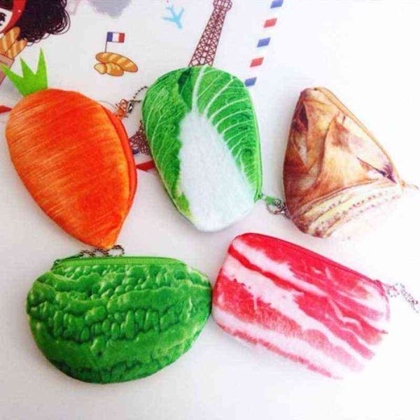 

zero purse cute little fresh vegetable women's small purse streaky pork balsam pear bag mini headset bag 220718, Red;black