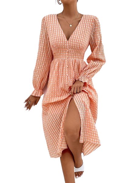

flounce sleeve split thigh dress 10pz#, Black;gray