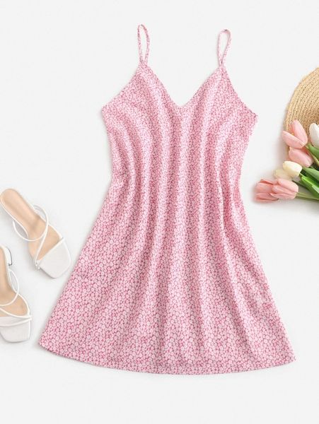 

ditsy floral print cami dress m4be#, Black;gray