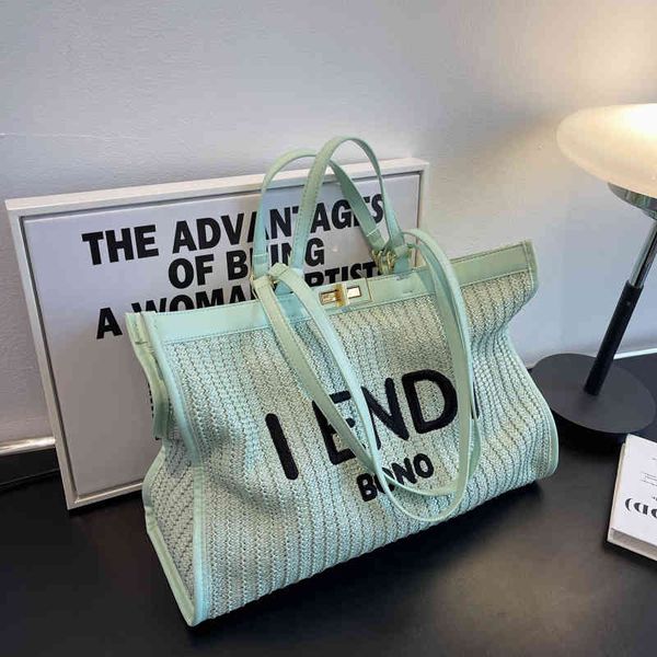 

2023 designer bag new large capacity straw women's spring and summer beach vacation shoulder fashion commuter tote bag