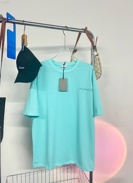

designer sweatshirt bajia 22 new mint green letter embroidered round neck t-shirt short sleeve men's and women's loose casual bs90, White