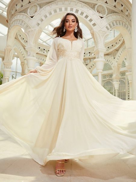 

lace trimed appliques maxi a-line dress 47ky#, Black;gray