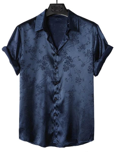 

men floral jacquard shirt 19kd#, White;black