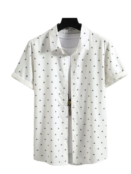 

men allover geo print shirt without tee b5ls#, White;black