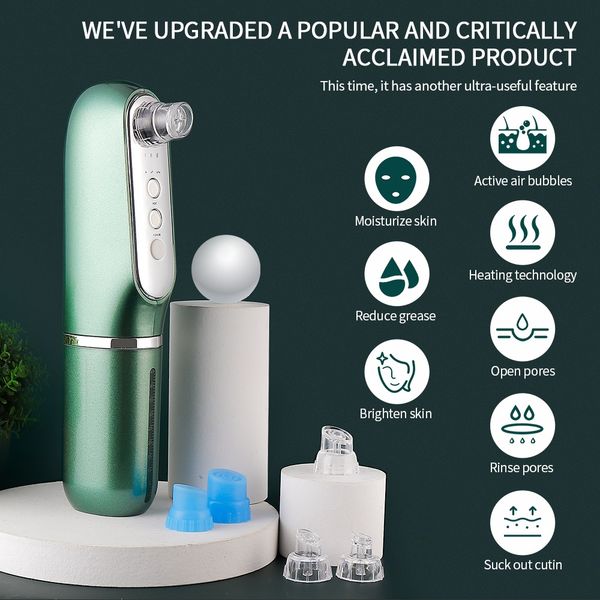 

3 in 1 heating bubble silicone vacuum acne pore cleansing blackhead remover water cycle skin deep cleaning hydra facial device p