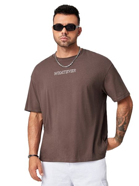

extended sizes men letter graphic drop shoulder tee o0yn#, White;black