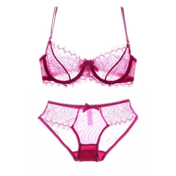 

bra and panty sets see through bra transparent underwear set for women embroidery lace bra lacy temptation lingerie y200115, Red;black