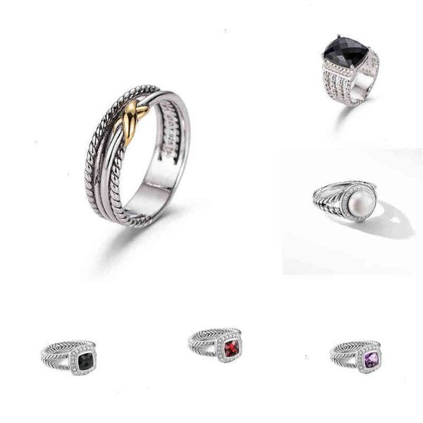 

band rings rings dy twisted two-color cross ring women fashion platinum plated black thai silver selling jewelry m230404