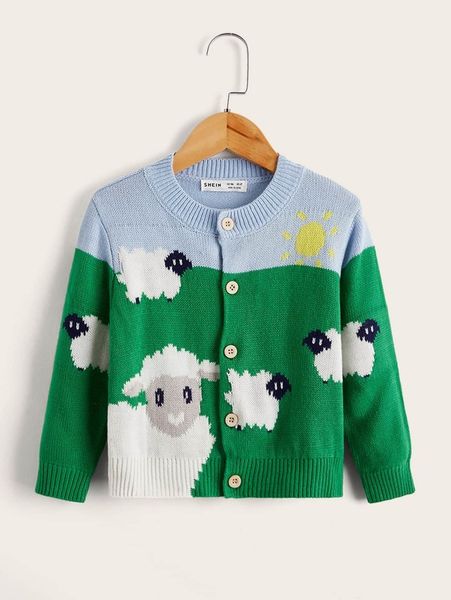 

toddler boys buttoned front sheep pattern cardigan she, Blue