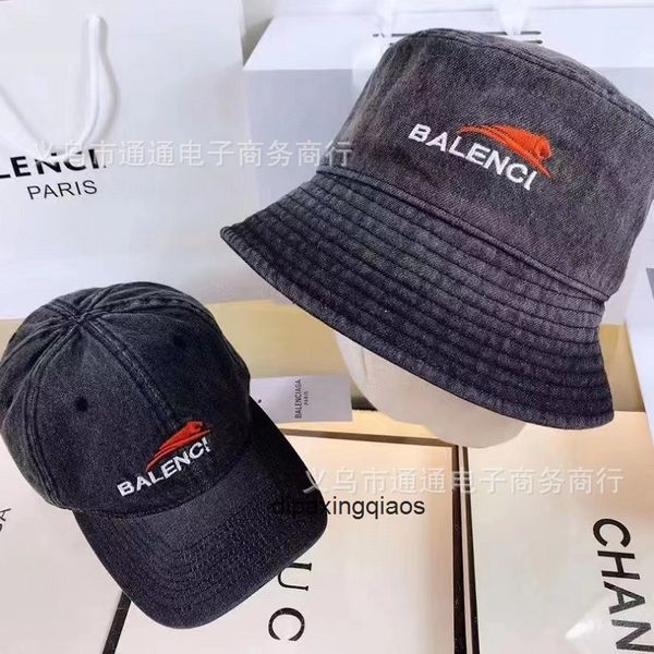 

ball caps balencaigass letter printed paris 2022 year of the tiger exclusive old washed denim fashion edging fisherman hat sun shading sunsc, Blue;gray