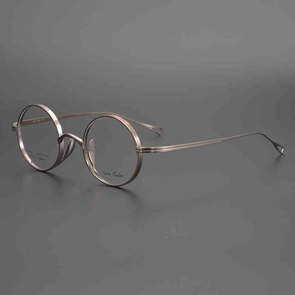 

sunglasses japanese small round frame handmade pure spectacle frame ultra light large face degree of myopia for men and women anti blue aui5, White;black
