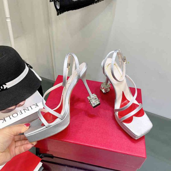 

sandals woman genuine leather shoes sandals super high heel flat platform pumps crystal designer open-toes, Black