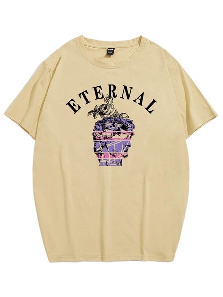 

romwe guys figure & floral print tee y9fx#, White;black