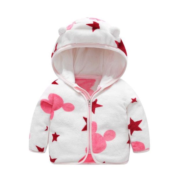 

clothing sets children's flannel hooded jacket for girls spring thick warm a boy born clothes coat baby girl, White