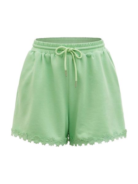 

drawstring waist lace hem shorts y2ne#, White;black