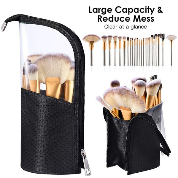 

makeup sikat tas perlengkapan mandi perjalanan case zipper beauty case pouch organizer pemegang tahan debu untuk wanita dan anak perempuan 2
