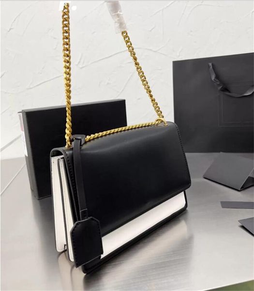 

genuine leather sunset bag classic latest color women luxury designer shoulder bags chain handbag toothpick pattern womens cross body handba