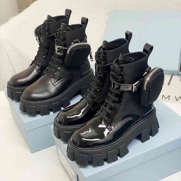

boots martin boots female cowhide wallet buckle muffin short thick soled motorcycle lace up tactical knight fashion, Black