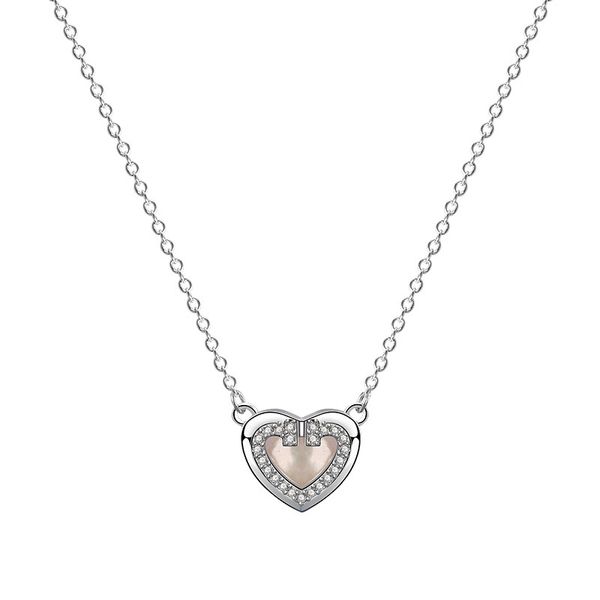 

s925 sterling silver love necklace women's fashion korean zircon inlaid heart-sh