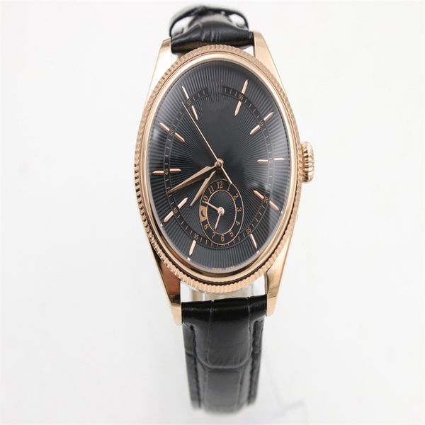 

mens watch cellini series 18k silver mechanical watch brown leather strap white dial automatic men watches male wristwatches, Slivery;brown