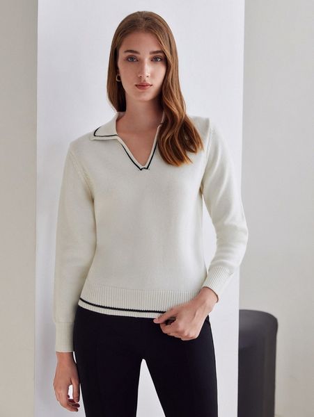 

motf premium wool mix contrast binding sweater l5di#, White;black