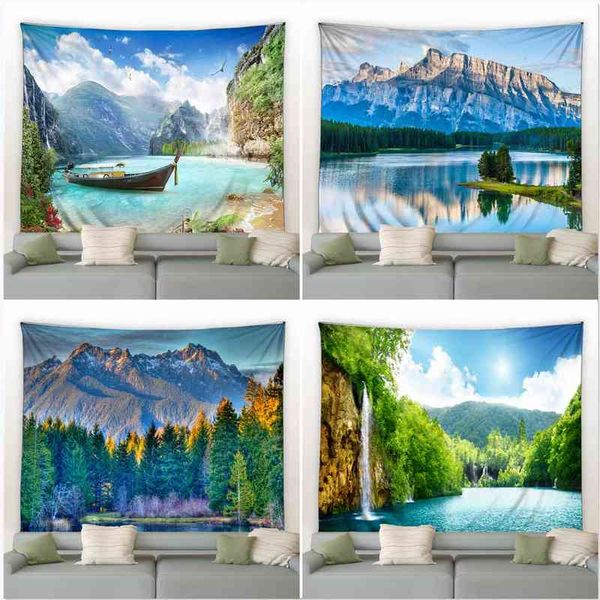 2021 New Fashion Blue Sky Mountain Lake Art Art Digital Decoração Home Decora