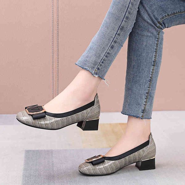 

dress shoes spring versatile comfortable square head shallow mouth thick heel single shoes granny soft sole medium large scoop wmm3, Black
