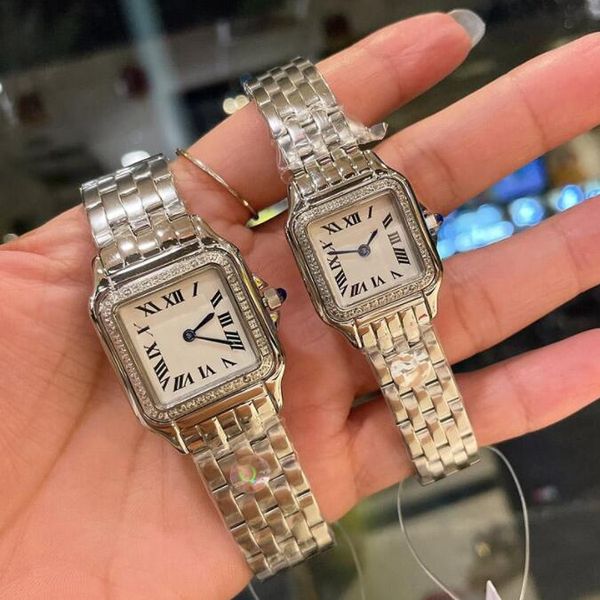 

men watches quartz watch 27 or 22mm diamond bezel waterproof fashion business wristwatches montre de luxe couple, Slivery;brown
