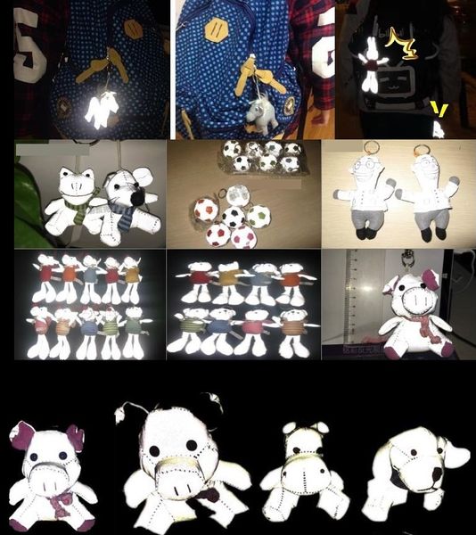 

safety traffic signal for children students gift reflective fabric toy walking at night rabbit pig doll backpack pendant key ring