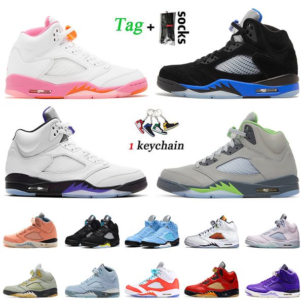 

big size 13 dessigner sneakers women mens jumpman 5 baskebtall shoes 5s pinksicle racer blue unc aqua concord concord dj khaled x we the sa, White;red