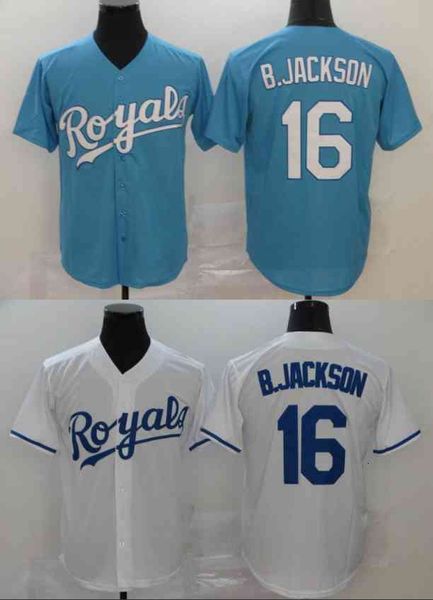 

16 bo jackson jersey 2020 season white baby blue double stitched baseball jerseys shirt in stock, Black