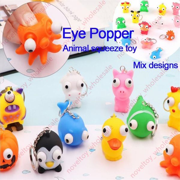 

cartoon animal squeeze antistress toy boom out eyes doll stress relief key chain the animals blind box toys figures