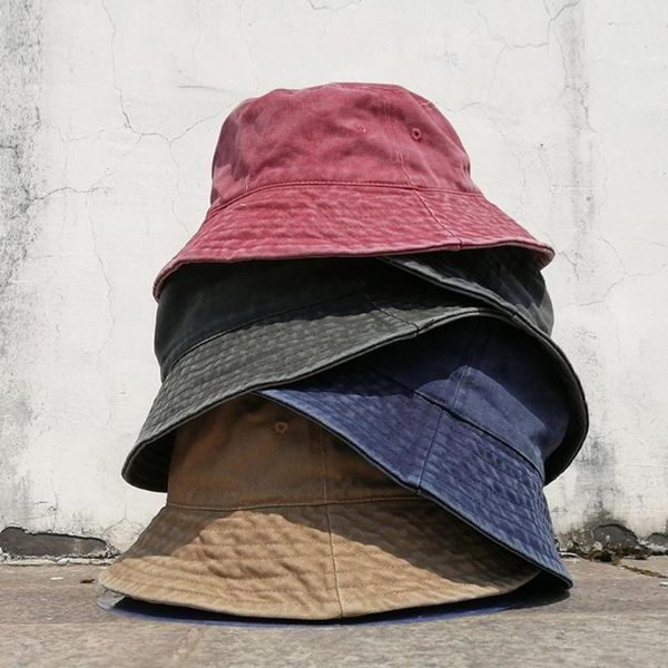 Boinas chapéu de balde algodão lavado macio respirável harajuku tap sol Protection feminino de verão tendência tendência de giz de cera fofa fashionberets