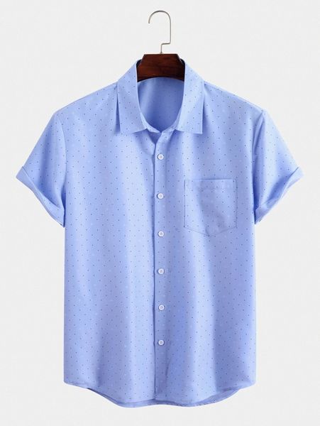 

men polka dot print pocket patched shirt a5wg#, White;black