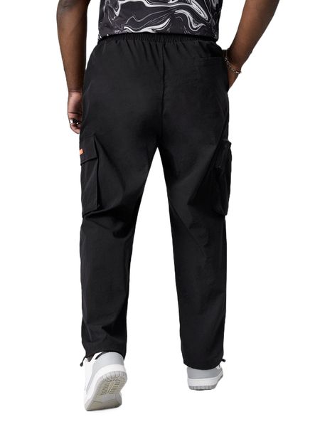 

extended sizes patched drawstring waist cargo pants h7dc#, Black