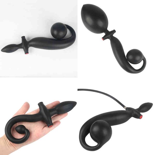 NXY Anal Toys Double Channel Double Expansion Inflável Butt Plug Plug Tail Dog Cosplay Jogo adulto Sexo erótico para homens Mulheres Produto 220506