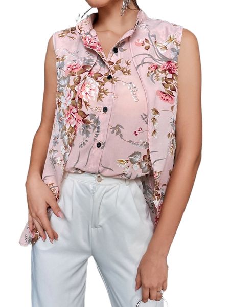 

floral print overlay blouse z16v#, White