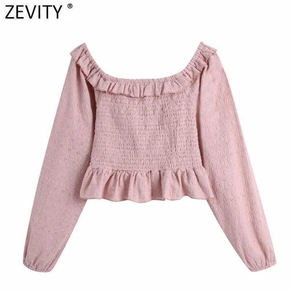 

zevity women sweet ruffles off shoulder hollow out embroidery kimono shirt ladies short blouse roupas chic femininas ls7576 210603, White