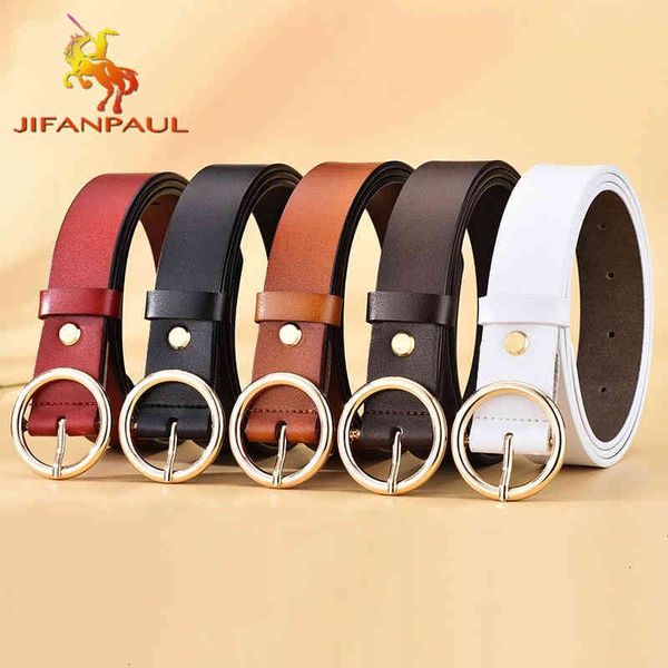 

the belts classic retro fashion all-match leather light body round buckle simple circle pin for women jeans female, Black;brown