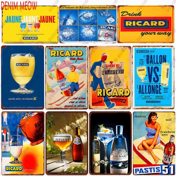 

vintage ricard beer plaque metal tin sign absolut wine posters decorative wall art sticker retro plate pub club bar decor
