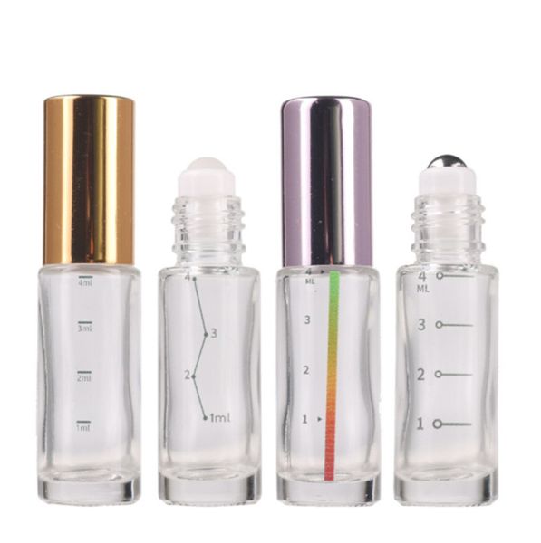 

2022 new 4ml transparent bottle scale ball cylinder plastic cap essential oil glass bottles