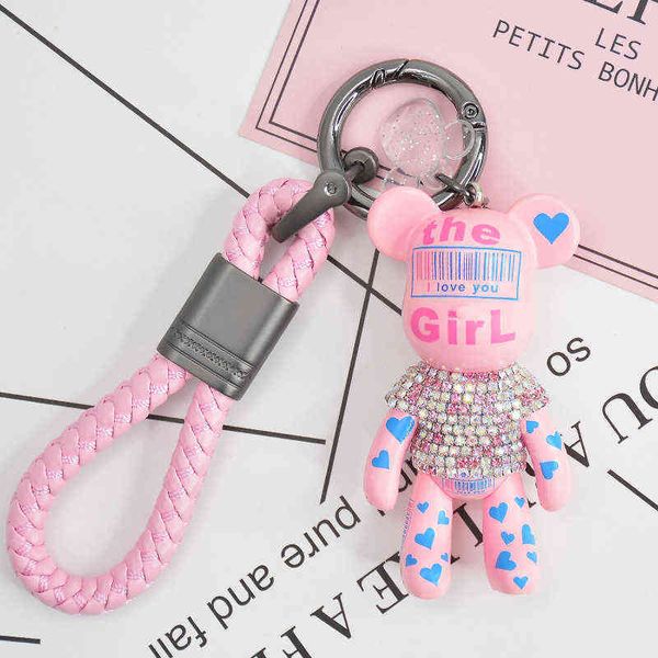 

diamond inlaid cartoon violent bear key chain pendant genuine car christmas gift, Silver