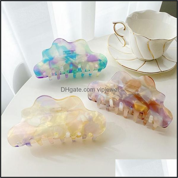 

clamps hair jewelry floral pattern large cloud shaped women girls vacation headdress ponytail claw clips euro dhj52, Slivery;golden
