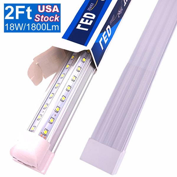 LED Mağaza Işık 2ft 2 Feet, 18 20 Watt 2 Ayak Tüp Lambası, Garaj, Depo, V şekli, 2 'Soğutucu Işıklar için 24 inç Bağlantılı Ampuller, 1800LM 2200LM Entegre Doğrudan Kablolu Oemled