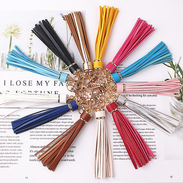 

leather tassels keychain rings circle pu leathers tassel for women keychain bulk lanyard key chain holder dhl free, Silver