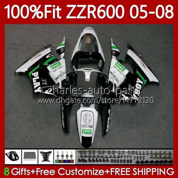 Corpo OEM adatto al 100% per KAWASAKI NINJA ZZR-600 600 CC 600CC 05-08 Carrozzeria 134No.48 ZZR 600 ZZR600 05 06 07 08 2005 2006 2007 2008 Kit carenatura per stampi ad iniezione bianco lucido